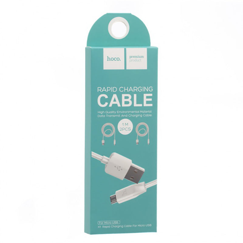 Кабель Hoco X1 Rapid 2 PCS microUSB-USB 1m Білий