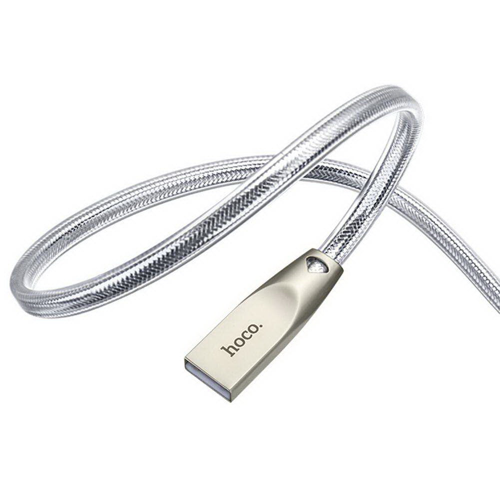 Кабель Hoco U9 Zinc Alloy Reflective knitted Type-C 2M Silver