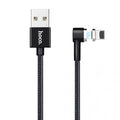Кабель Hoco U20 USB Lightning Magnetic Absorption L Shape 1m Black