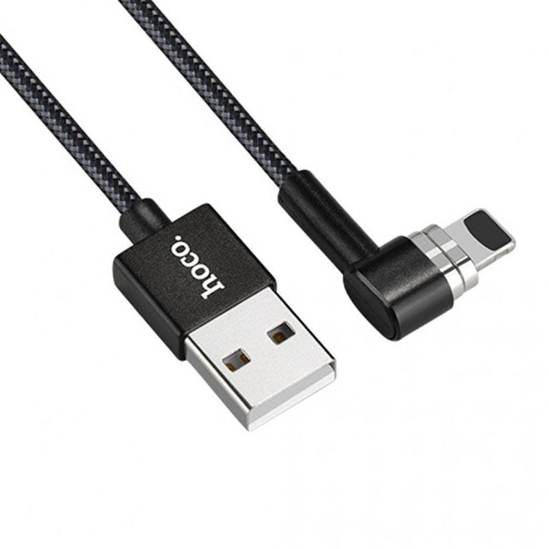 Кабель Hoco U20 USB Lightning Magnetic Absorption L Shape 1m Black