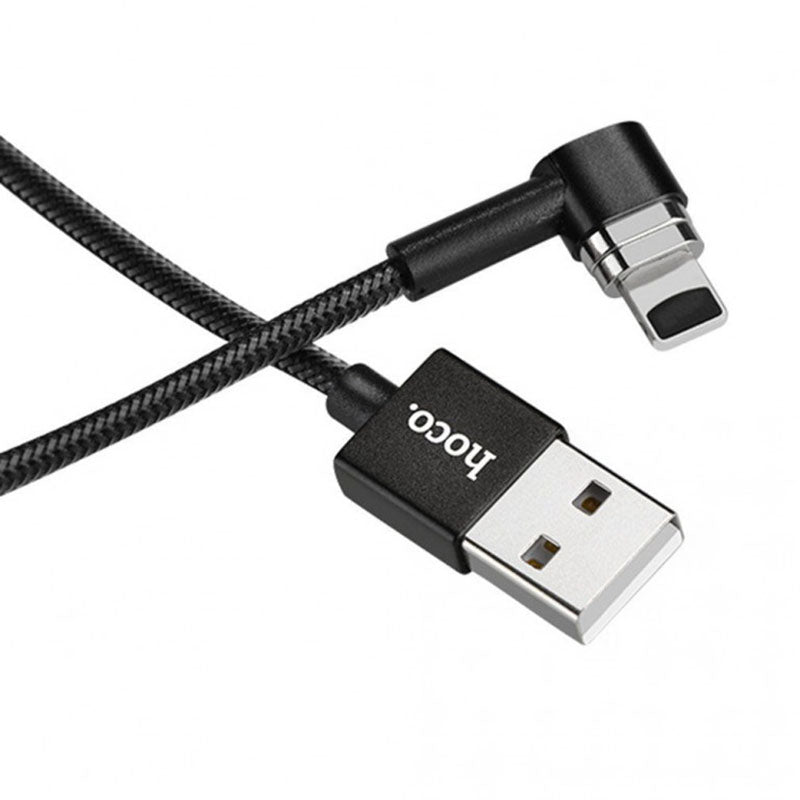 Кабель Hoco U20 USB Lightning Magnetic Absorption L Shape 1m Black