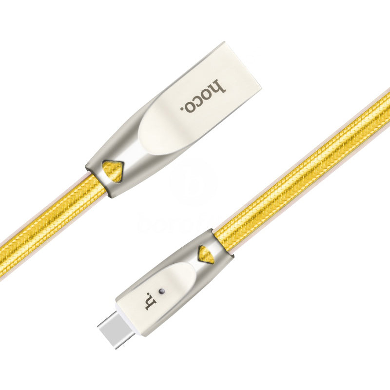 Кабель Hoco U9 Zinc Alloy Jelly knitted micro-USB (Silver) 1.2 м Золотий