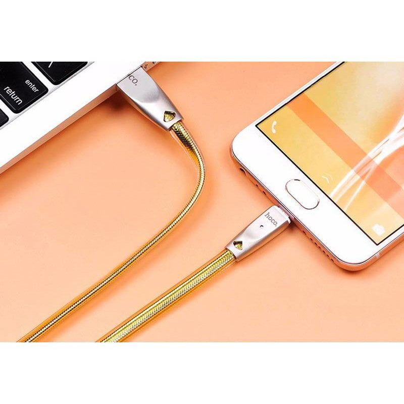 Кабель Hoco U9 Zinc Alloy Jelly knitted micro-USB (Silver) 1.2 м Золотий