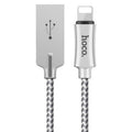 Кабель Hoco U10 Zinc Alloy Reflective Knitted Lightning-USB 1m Silver