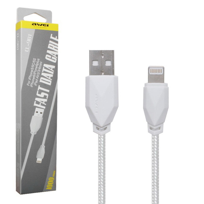 Кабель USB Lightning Awei CL-981 для Apple iPhone Білий