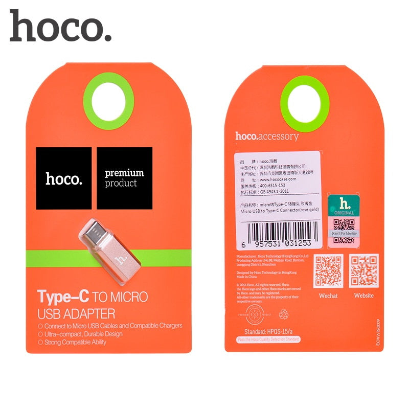 Перехідник Hoco Micro and Type-C Rose gold
