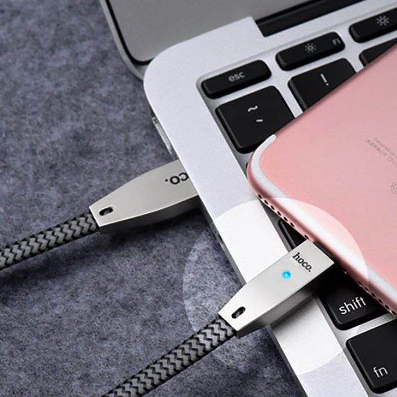 Кабель Hoco U11 REFLECTIVE KNITTED Lightning-USB Silver