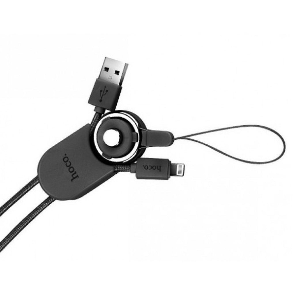 Кабель зі шнурком Hoco U21 Mobile phone strap Lightning Чорний