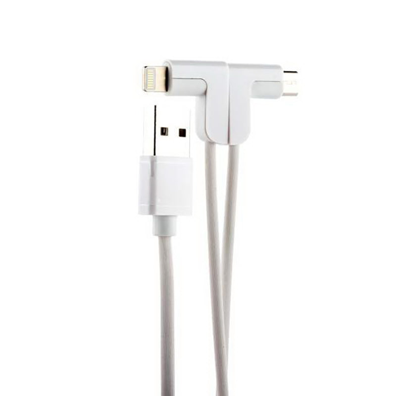 Кабель 2in1 Hoco X12 One Pull Two L Shape Magnetic Absorption Lightning+Micro Білий