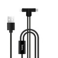 Кабель 2in1 Hoco X12 One Pull Two L Shape Magnetic Absorption Lightning+Micro Чорний