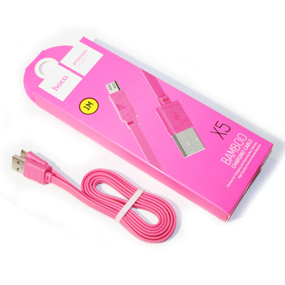 Дата кабель Hoco X5 Bamboo USB to MicroUSB (100см) Рожевий