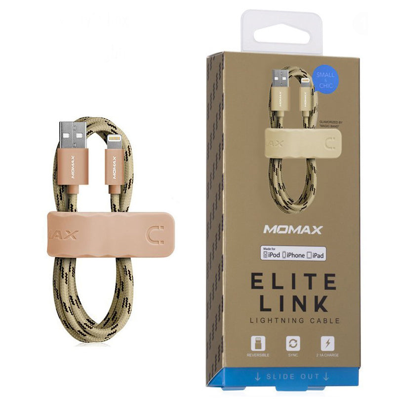 Кабель Momax Elite Lightning Cable 1M Gold