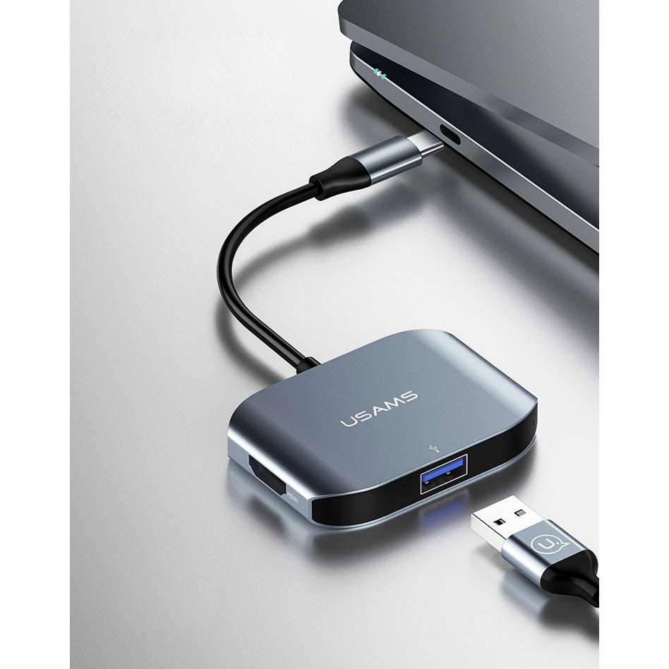 Адаптер Usams US-SJ146 Type-C to USB 3.0mm RJ45 (kilomega) Grey