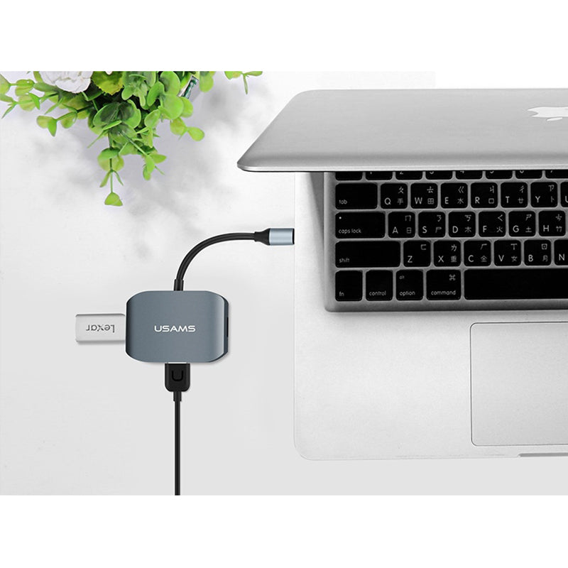 Адаптер Usams US-SJ146 Type-C to USB 3.0mm RJ45 (kilomega) Grey