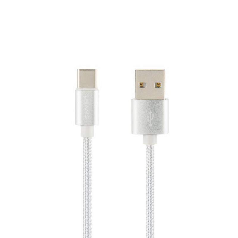 Кабель Usams US-SJ030 Type-C 2.0 Braided Wire Cable - U-Knit Series 1m Срібний
