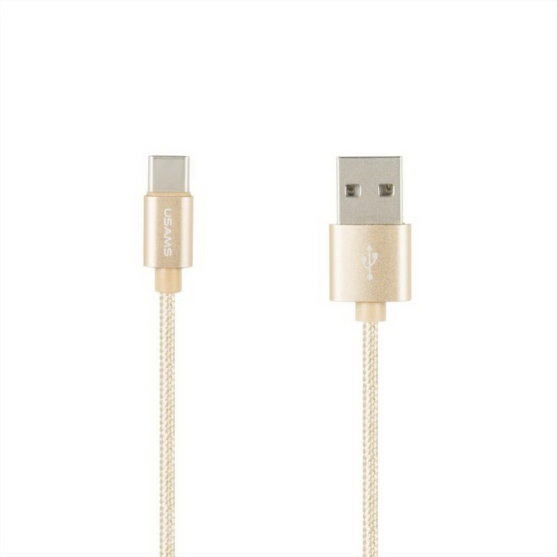 Кабель Usams US-SJ030 Type-C 2.0 Braided Wire Cable - U-Knit Series 1m Золотистий