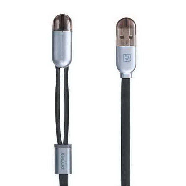 Кабель 2-in-1 Remax RC-025T Twins Cable Lightning-microUSB-USB 1m Чорний