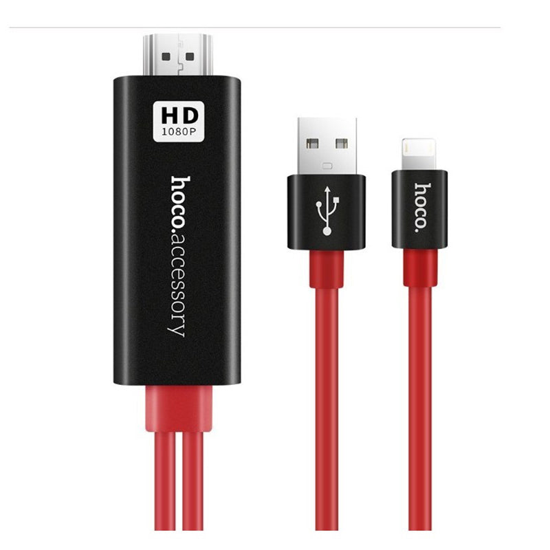 Кабель Hoco UA4 Apple HDMI cable adapter Чорний+Червоний