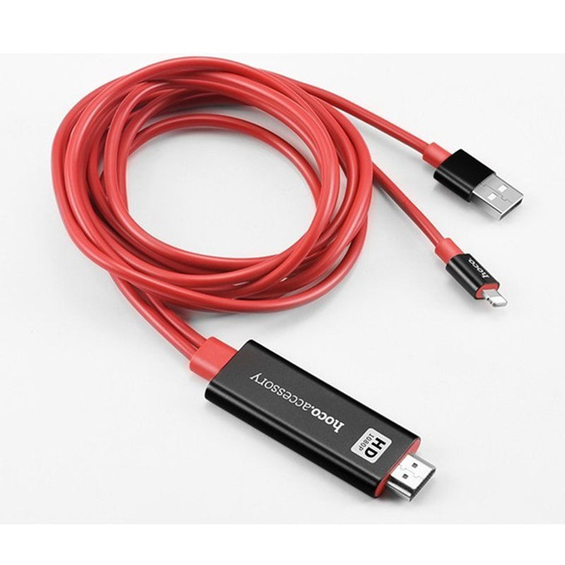 Кабель Hoco UA4 Apple HDMI cable adapter Чорний+Червоний