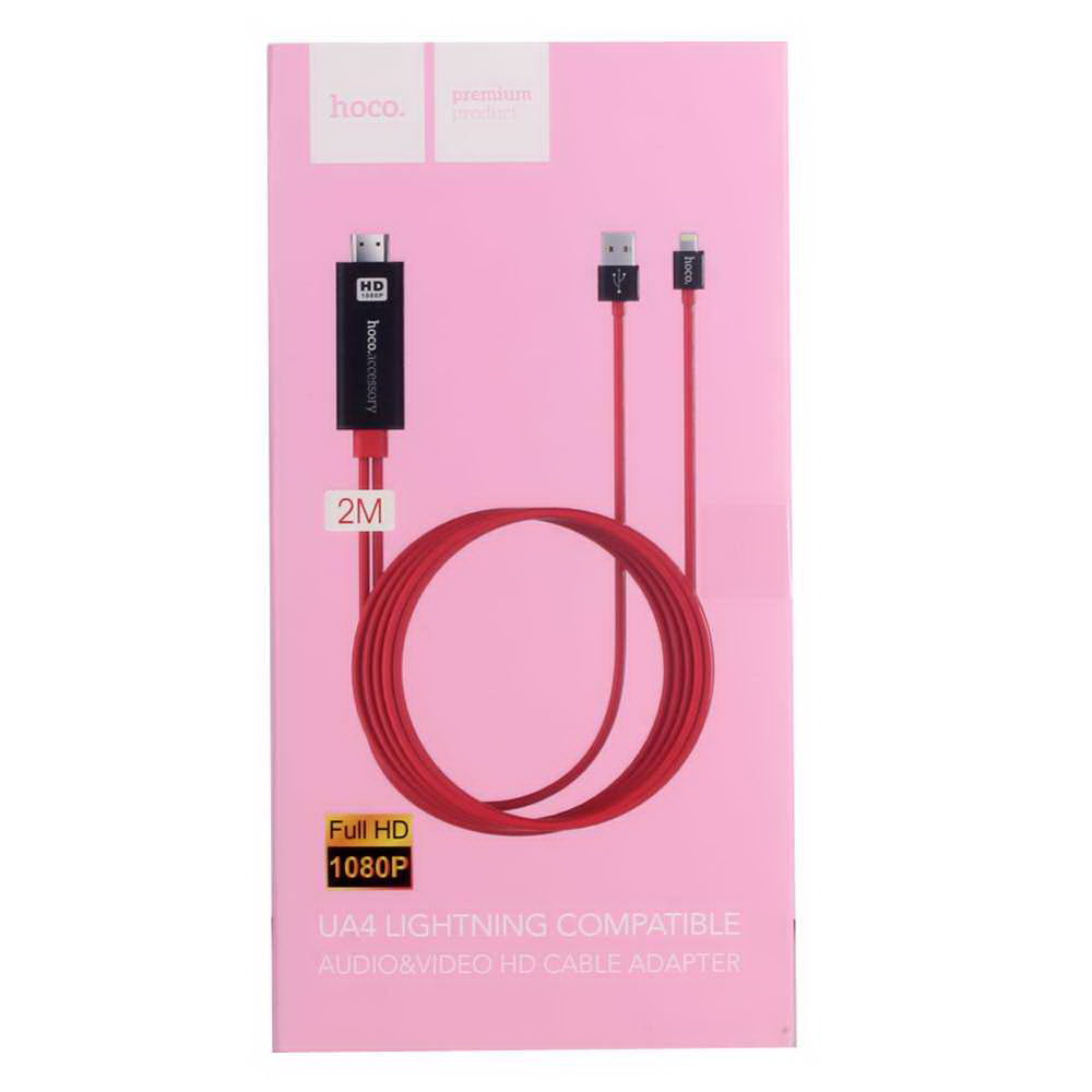 Кабель Hoco UA4 Apple HDMI cable adapter Чорний+Червоний