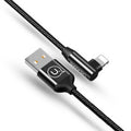 Кабель Usams US-SJ168 Lightning Right-Angle Braided 1.2m Black