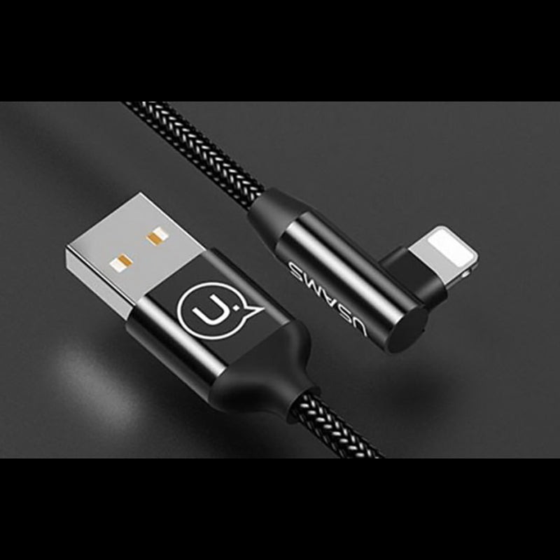Кабель Usams US-SJ168 Lightning Right-Angle Braided 1.2m Black
