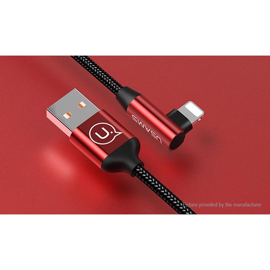 Кабель Usams US-SJ168 Lightning Right-Angle Braided 1.2m Wine Red