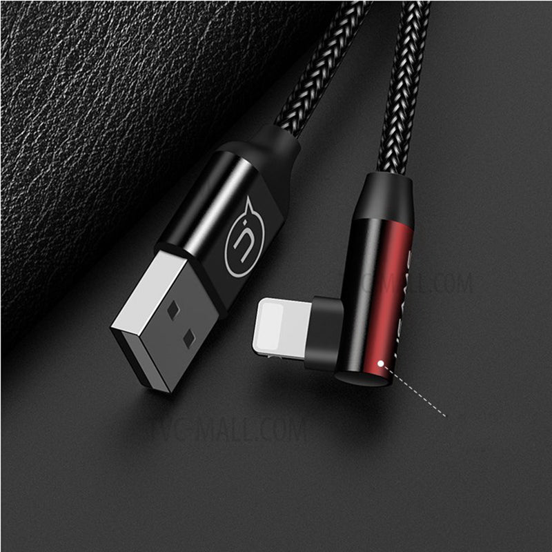 Кабель Usams US-SJ168 Lightning Right-Angle Braided 1.2m Wine Red