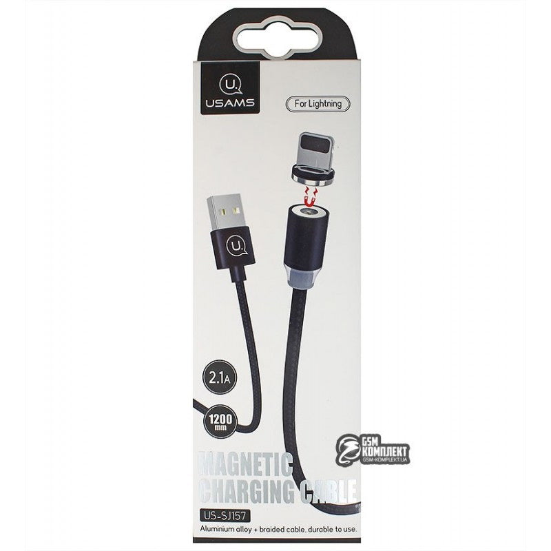 Кабель Usams US-SJ157 Lightning Magnetic Chargng 1.2m Black