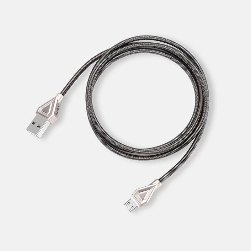 Кабель USB Micro Hoco U25 Golden Armor 1m Metal Сірий