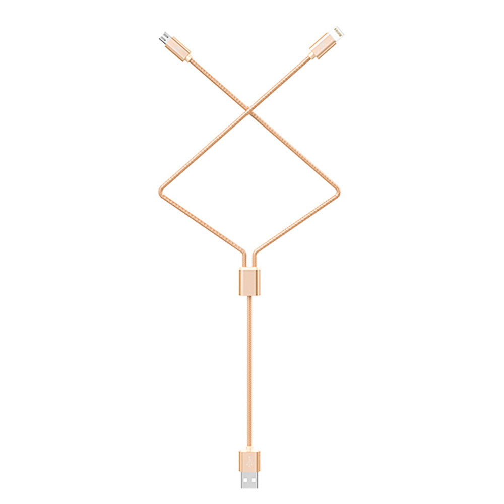 Кабель 2in1 Hoco X2 Lightning+Micro-USB 1M Rose-Gold