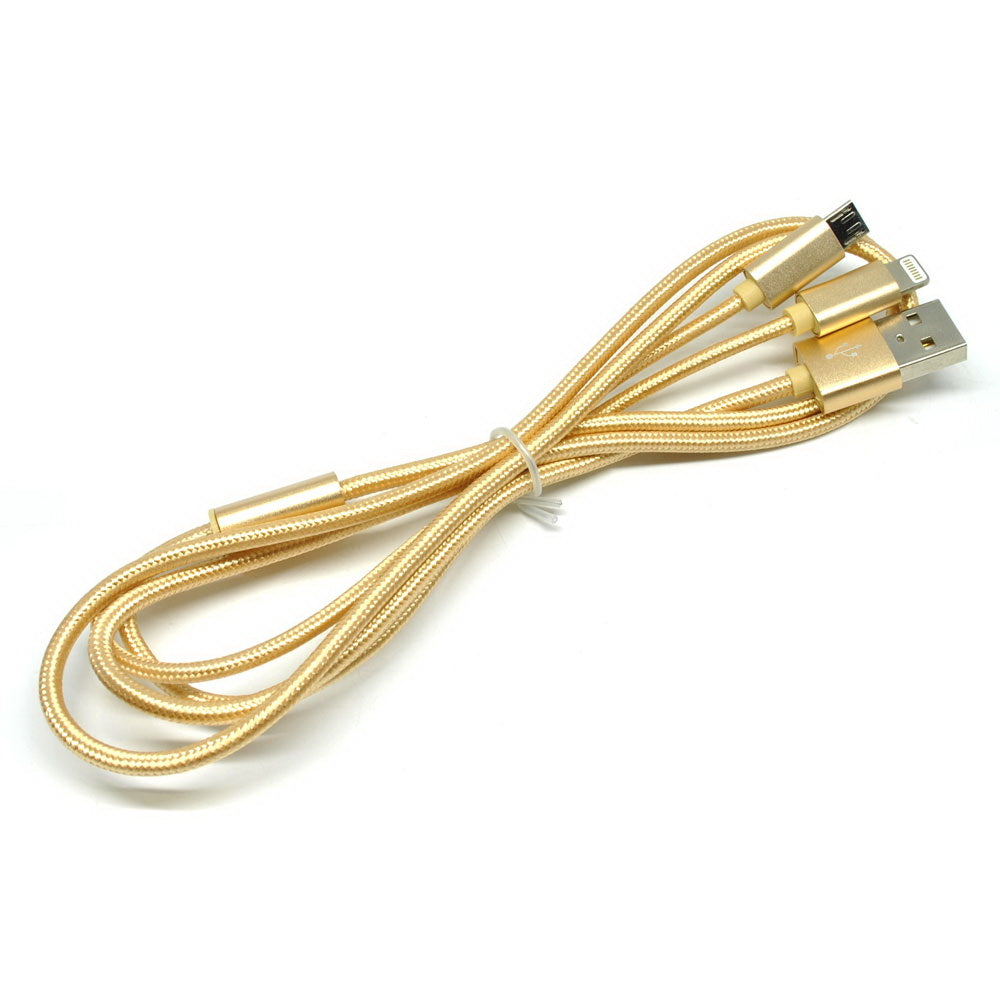 Кабель 2in1 Hoco X2 Lightning+Micro-USB 1M Rose-Gold