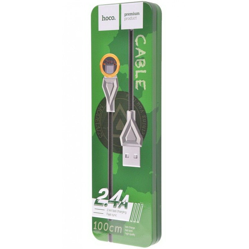 Кабель Hoco U25 Golden Armor Type-C-USB 1m Metal Gray