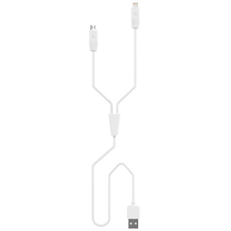Кабель 2in1 Hoco X1 Lightning+Micro-USB 1M Білий