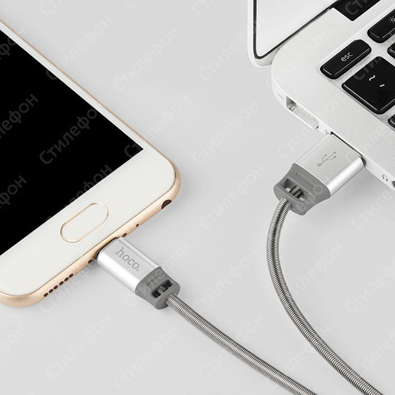 Кабель Hoco U27 Golden Sheild microUSB-USB Сірий