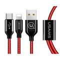 Кабель 3-in-1 Usams US-SJ162 Lightning+Micro+Type-C Suit Series 1.2m Червоний