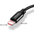 Кабель 2-in-1 Usams US-SJ161 Lightning+Micro 1.2m Чорний+Червоний