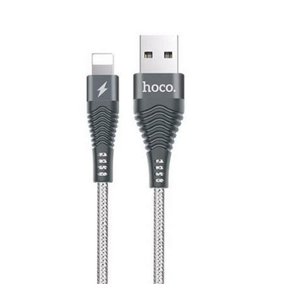 Кабель USB Hoco U32 Lightning Unswerving Steel Braided Gray