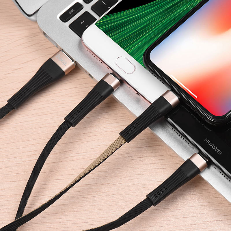 Кабель Hoco U39 Slender microUSB 1.2м Gold+Black