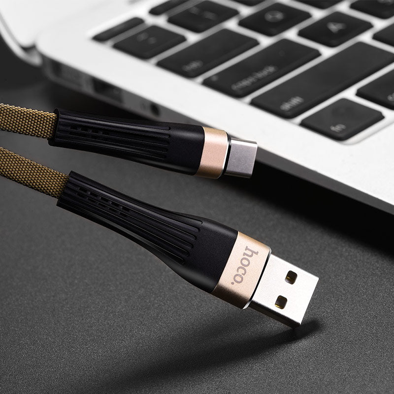Кабель Hoco U39 Slender microUSB 1.2м Gold+Black
