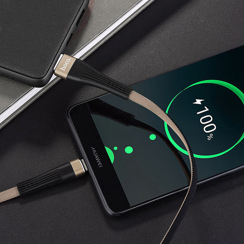 Кабель Hoco U39 Slender microUSB 1.2м Gold+Black