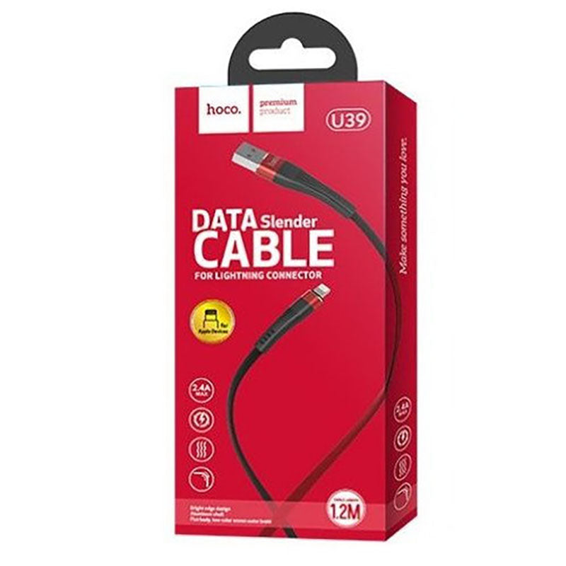 Кабель USB Hoco U39 Lightning Slender Charging Blue+Black