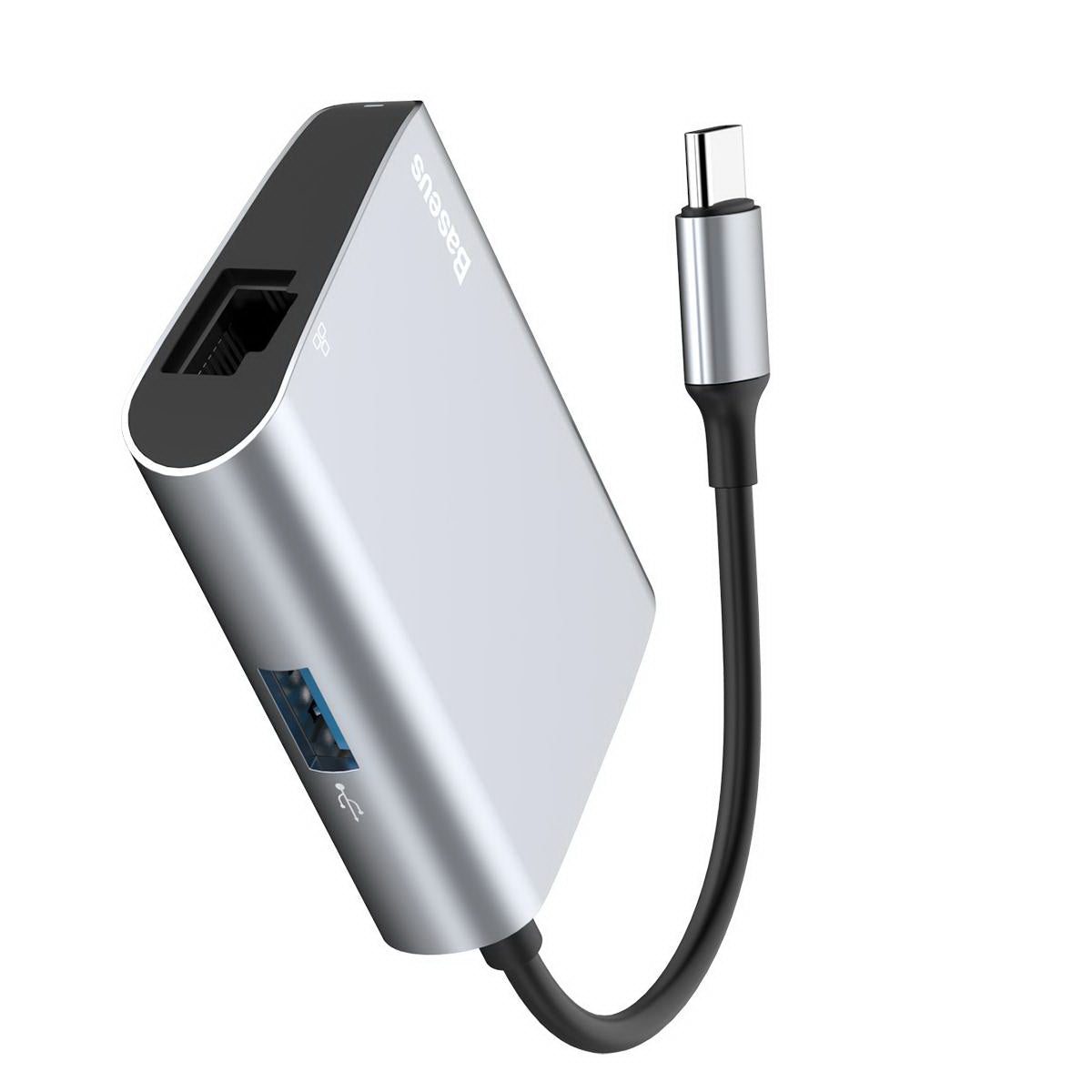 USB-хаб Baseus Enjoyment series Type-C to RJ45+USB3.0 HUB Adapter Gray