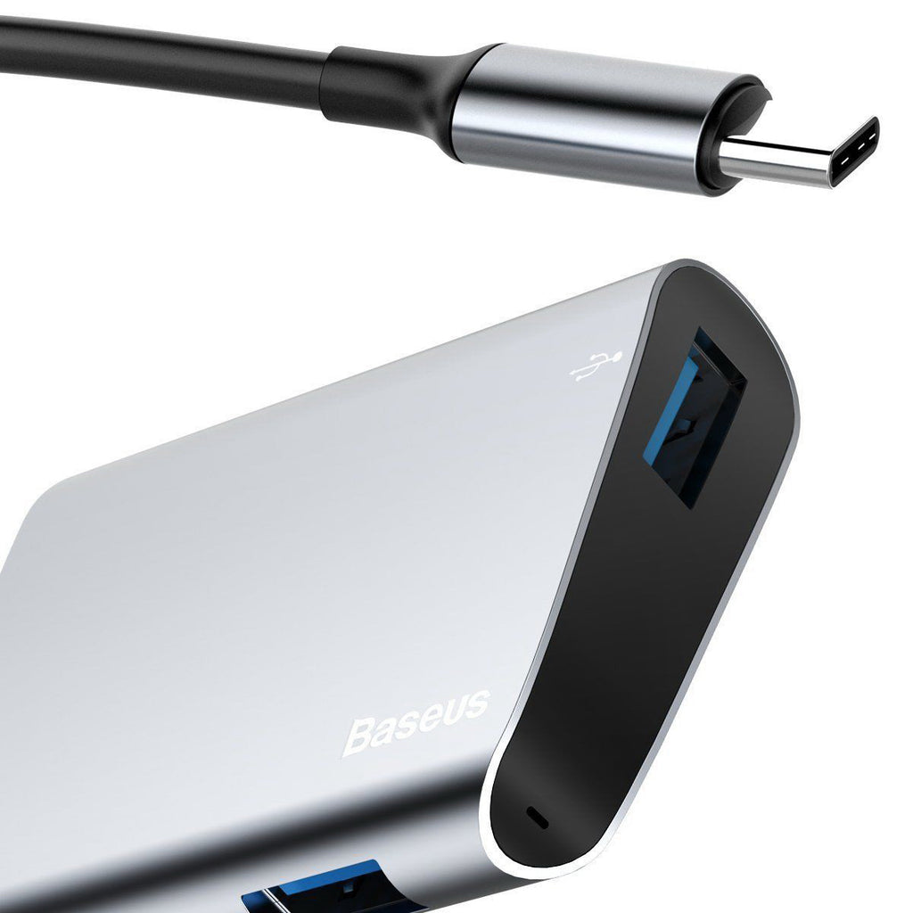 USB-хаб Baseus Enjoyment series Type-C to RJ45+USB3.0 HUB Adapter Gray