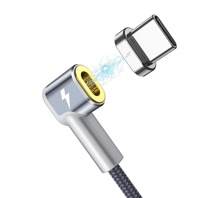 Кабель Hoco U40C Angled Magnetic Charged Type-C 87W 4A, 1.8m Metal Gray