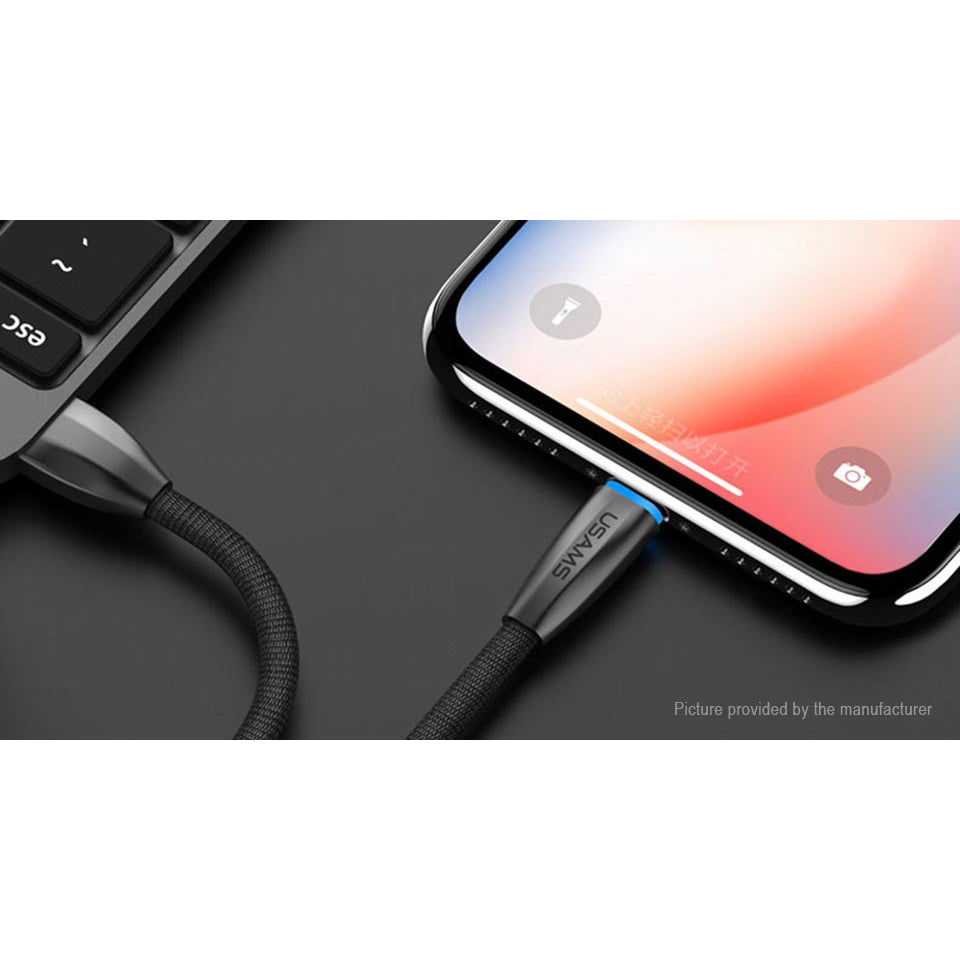 Кабель Usams US-SJ182 lightning Smart Full-charge -U-Light 1.2m Чорний