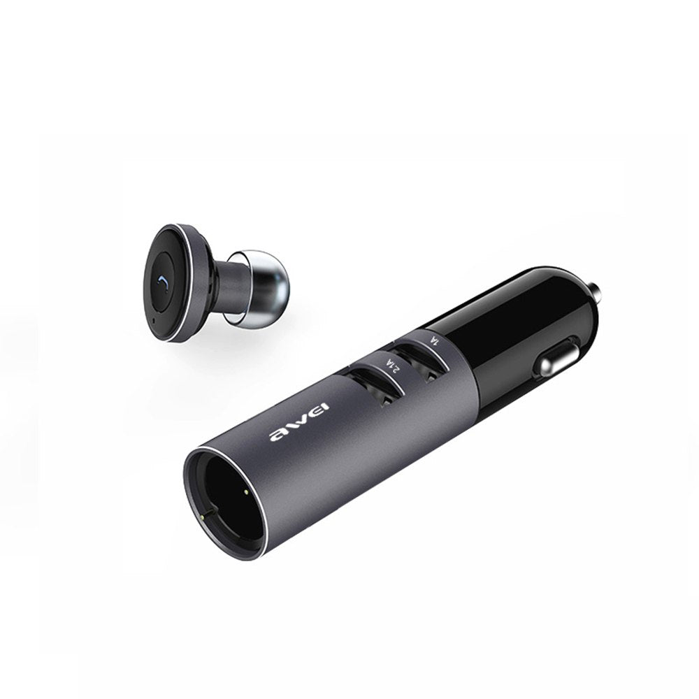 Автомобільний зарядний пристрій + Bluetooth гарнітура Awei A870BL 1USB 2.1А Gray