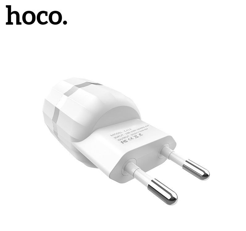 СЗУ Hoco C41A Wisdom (EU) (2USB, 2.4A) White