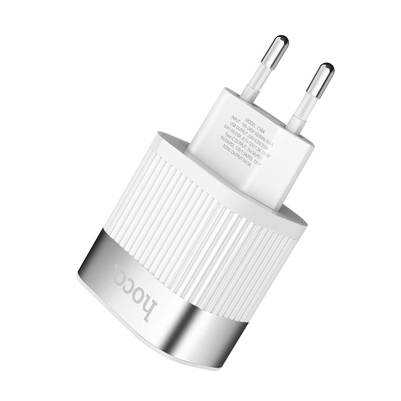 Мережевий зарядний пристрій Hoco C58A Prominent PD+QC3.0 White