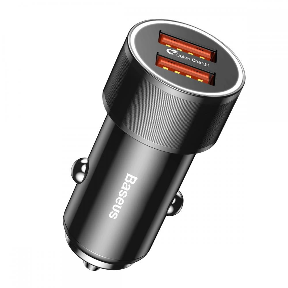 Автомобільне зарядне пристрій Baseus Small Screw Quick Charge (2USB, 36W) Black